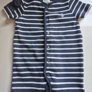 Ralph Lauren Navy Blue And White Striped Kids Baby One Piece 3 Month